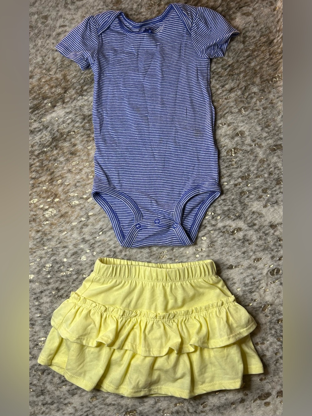 5 for $25🔥Carter's Navy Striped Bodysuit & Garanimals Tier Yellow Skirt 18M